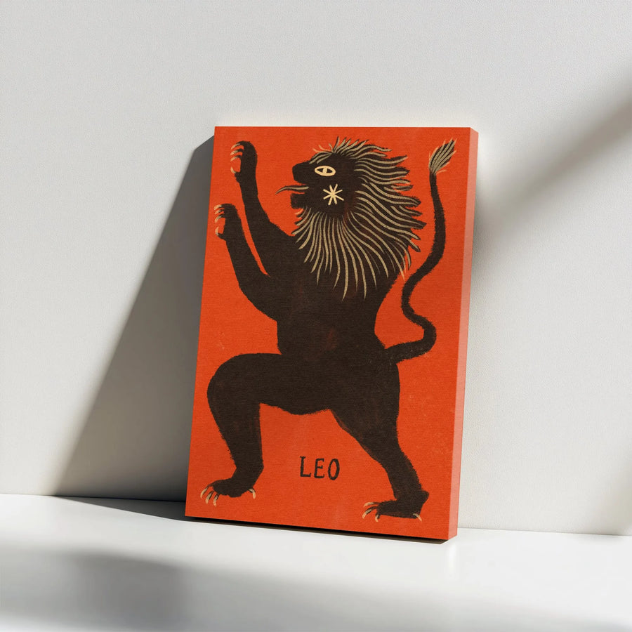 Leo Zodiac Vertical Canvas | Vintage Astrology Lion Print | Premium Thick Gallery Wrap | Astrology Lover Gift for Home Decor