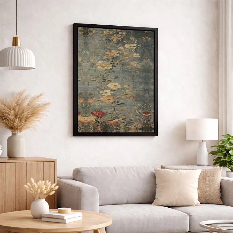 Vintage Floral Canvas Art | Distressed Botanical Oil Painting | Premium Fade-Resistant Gallery Wrap | Elegant Home Decor For Bedroom Living Room