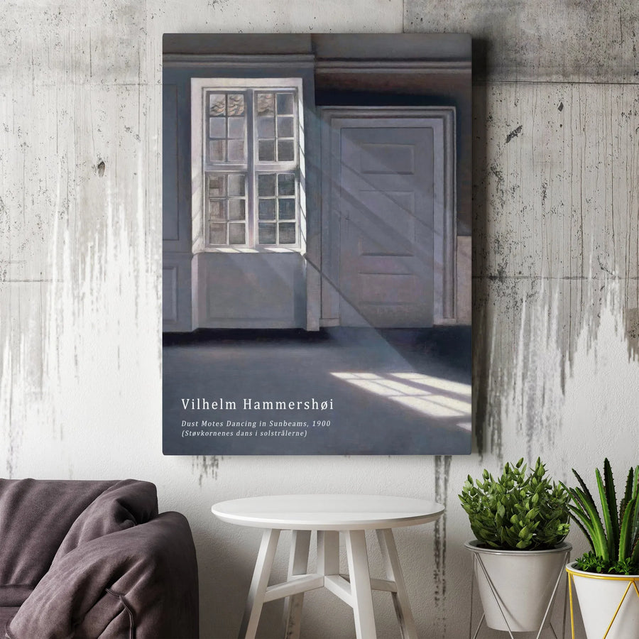 Dust Motes Dancing in Sunbeams Vertical Canvas | Vilhelm Hammershøi Painting Reproduction | Premium Gallery Wrap Print | Collector's Fine Art Home Decor