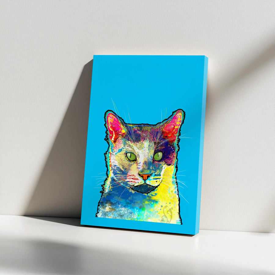Colorful Cat Pop Art Canvas Print | Abstract Feline Wall Decor | Premium 1.25-Inch Gallery Wrap | Unique Modern Gift for Pet Lovers