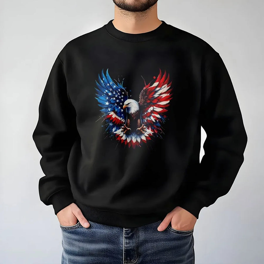Patriotic Eagle Sweatshirt | American Flag Graphic Pullover | Soft Cotton Blend | Vintage USA Gift for Men & Women