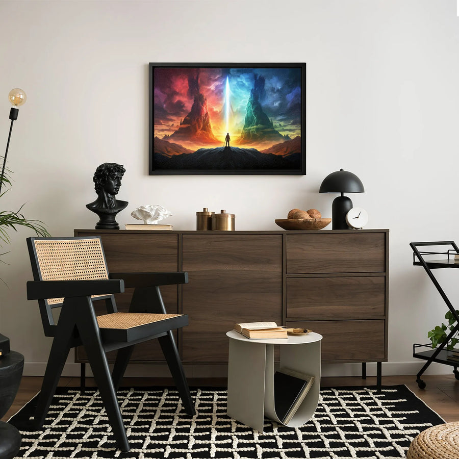Fantasy Warrior Wall Art | Epic Lightning Landscape Print | Premium 1.25" Gallery Canvas | Gift for Gamer & Fantasy Lover