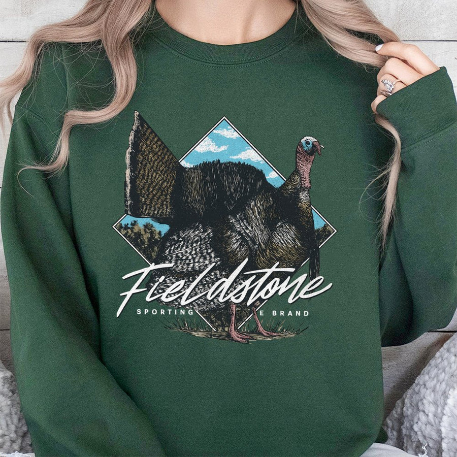 Wild Turkey Sweatshirt | Vintage Graphic Outdoor Sporting Design | Premium Cotton Blend | Gift for Hunter and Wildlife Enthusiast
