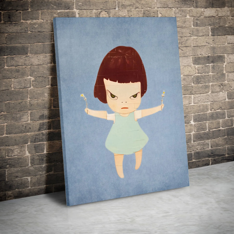 Angry Girl Canvas Wall Art | Pop Surrealism Flower Girl Print | Gallery Quality 1.25" Profile | Modern Aesthetic Home Decor Gift