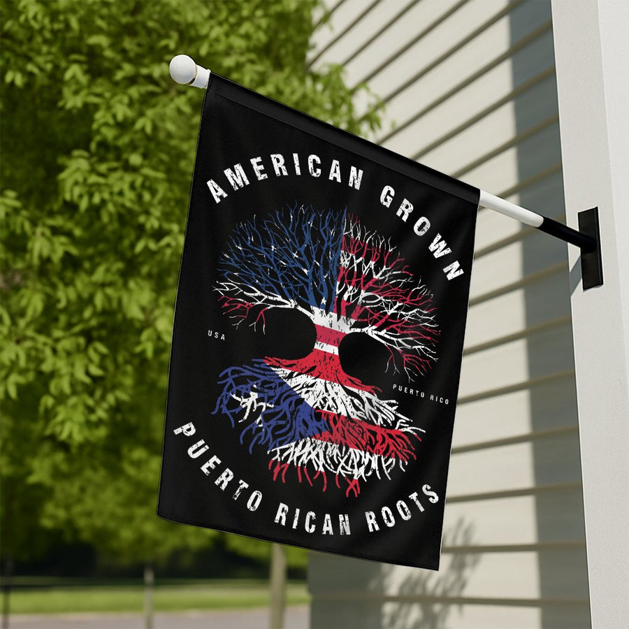 American Grown Puerto Rican Roots Flag | Tree of Life Dual Heritage Design | Weather-Resistant Premium Polyester | Patriotic House Decor Gift for Puerto Ricans