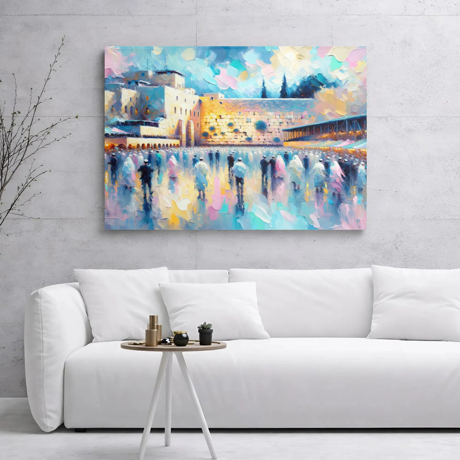 Western Wall Jerusalem Canvas Print | Impressionist Oil Painting Style | Premium 1.25" Gallery Wrap | Religious Home Decor Gift for Jewish Families
