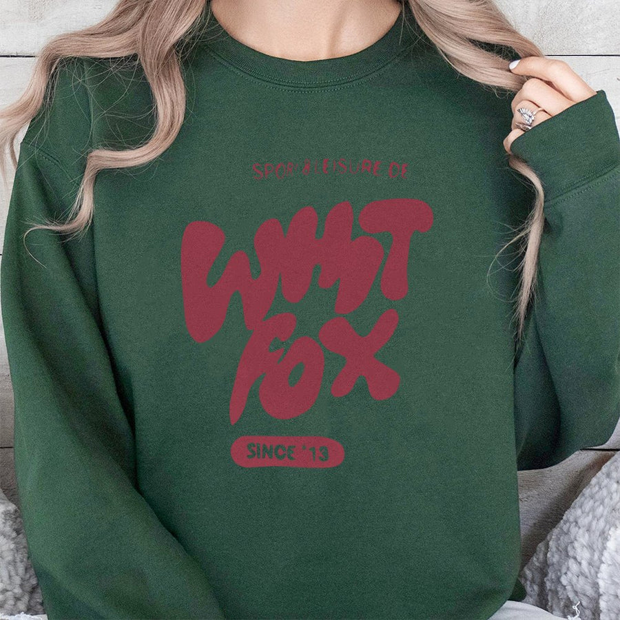 What The Fox Graphic Sweatshirt | Retro Sporty Lettering Design | Premium Cotton Blend | Unisex Casual Pullover Gift For Her