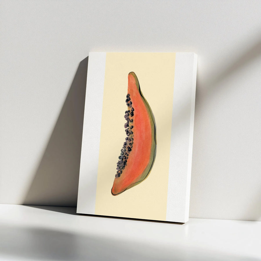 Papaya Watercolor Vertical Canvas | Minimalist Tropical Fruit Kitchen Art | Premium 1.25" Thick Gallery Wrap Print | Modern Home & Dining Room Decor Gift