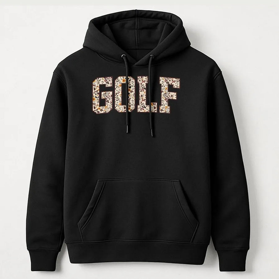 Floral Golf Hoodie | Vintage Botanical Print Collegiate Style | Soft Cotton Graphic Tee | Cute Gift for Golfer Mom & Wife