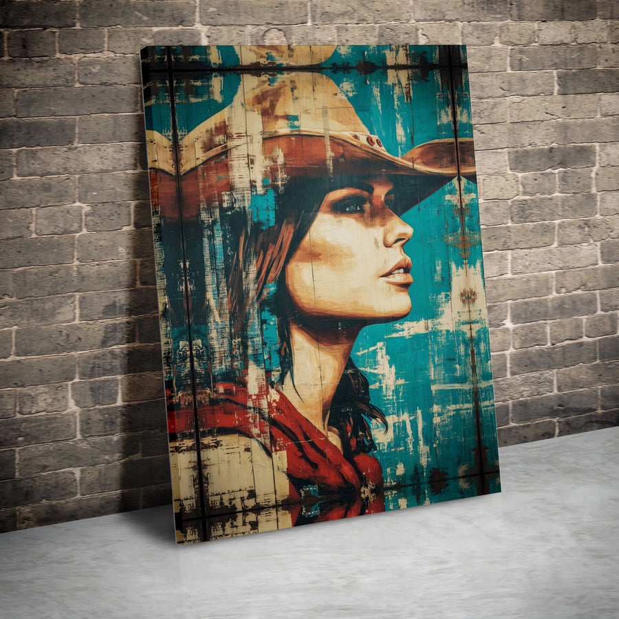 Cowgirl Wall Art Canvas | Rustic Western Portrait Design | Premium Fade-Resistant Gallery Print | Gift for Ranch Home Decor