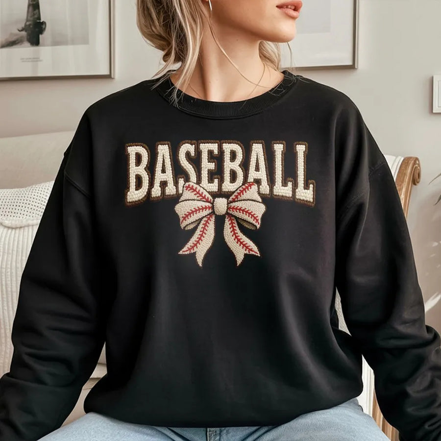Baseball Bow Sweatshirt | Aesthetic Coquette Sports Graphic | Premium Cotton Blend | Gift for Softball Mom and Baseball Player