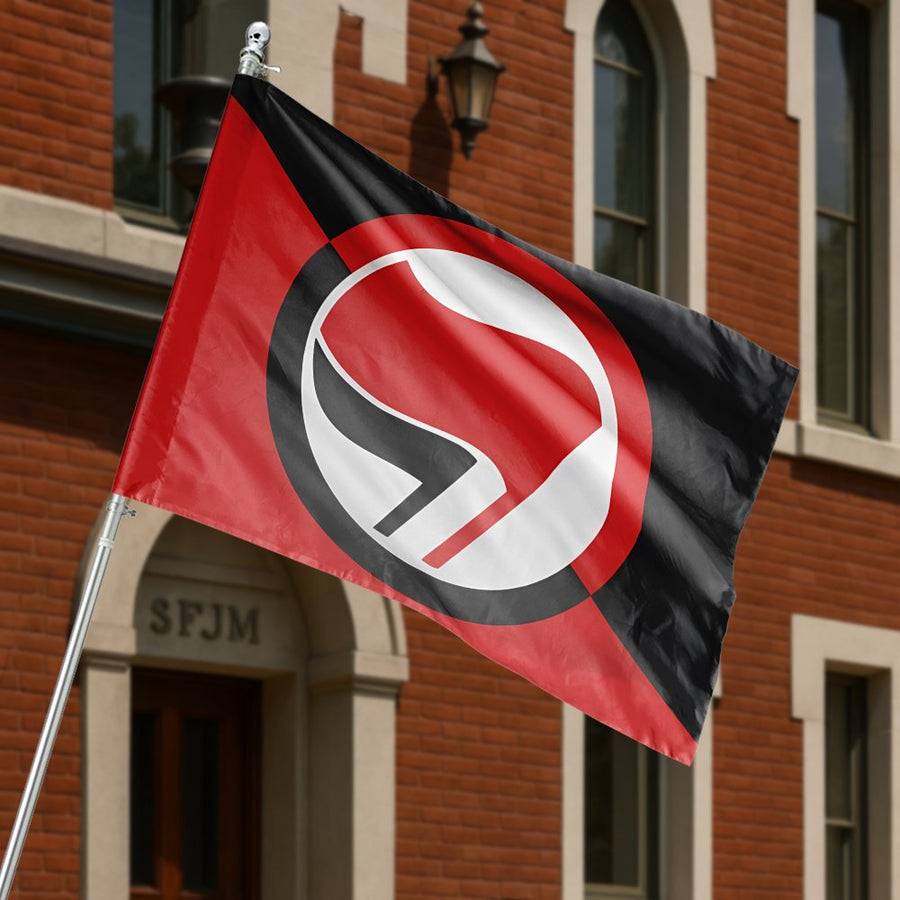 Anarcho-Communist Flag | Red And Black Diagonal Symbol | Durable 100% Polyester Indoor Outdoor Banner | Statement Home Decor