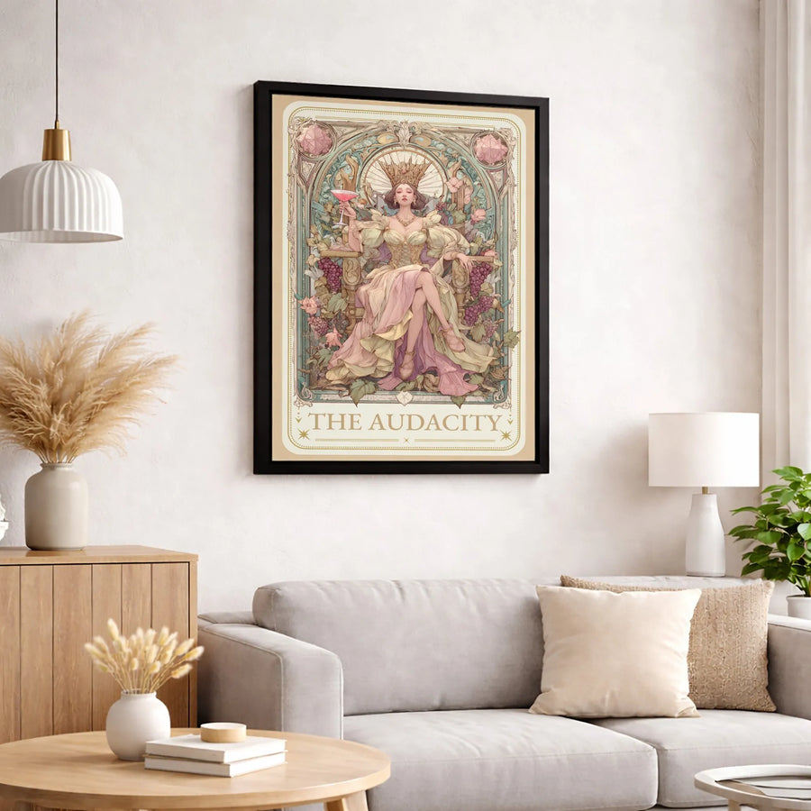 The Audacity Tarot Card Canvas Art | Art Nouveau Queen Wall Decor | Premium Fade-Resistant Gallery Wrap | Empowering Gift for Her