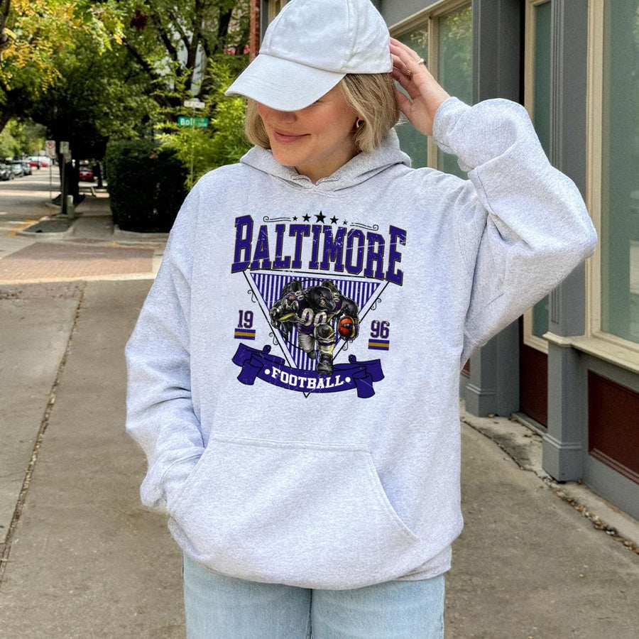 Baltimore Football 1996 Vintage Style Ravens Mascot Hoodie