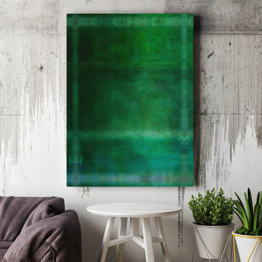Emerald Green Abstract Canvas Wall Art | Textured Color Field Print | Gallery Quality 1.25 Inch Profile | Modern Home Decor Gift