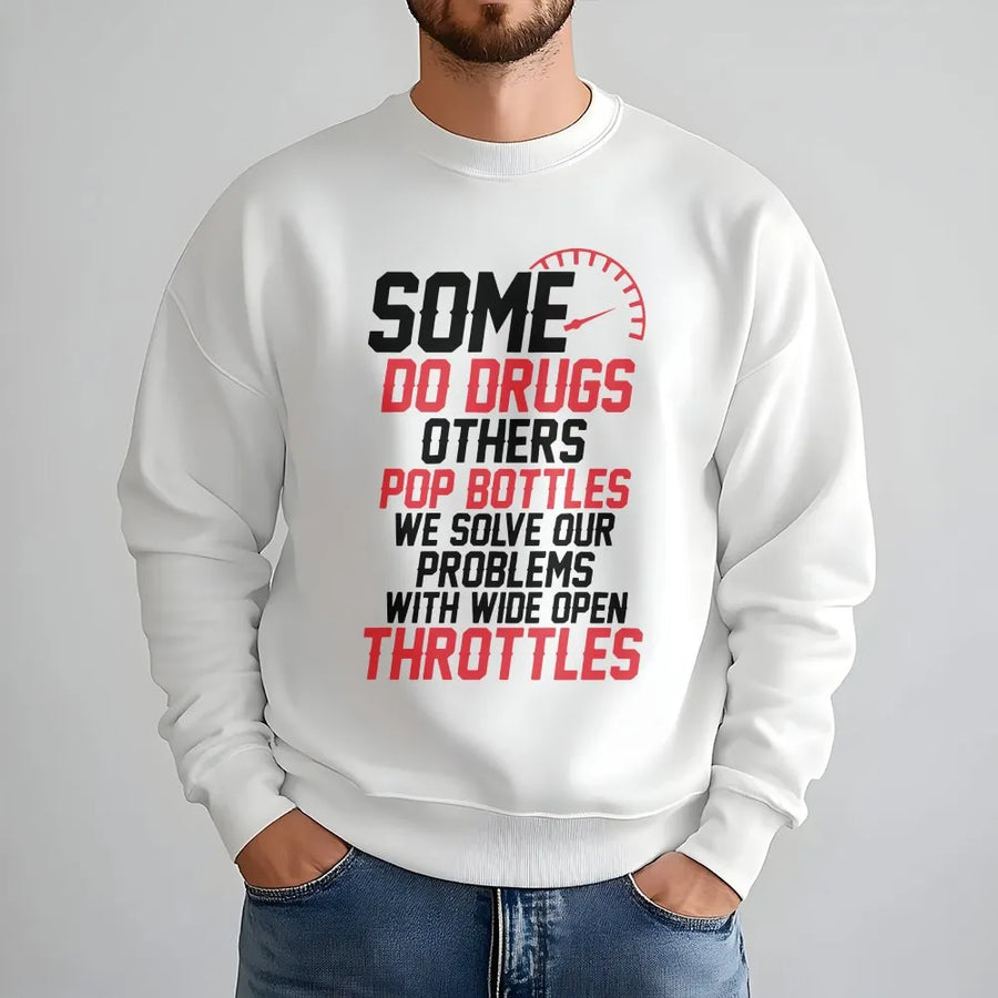 Wide Open Throttle Sweatshirt | Funny Biker Graphic Tee | Soft Breathable Cotton | Gift for Car Guy or Motorcycle Enthusiast