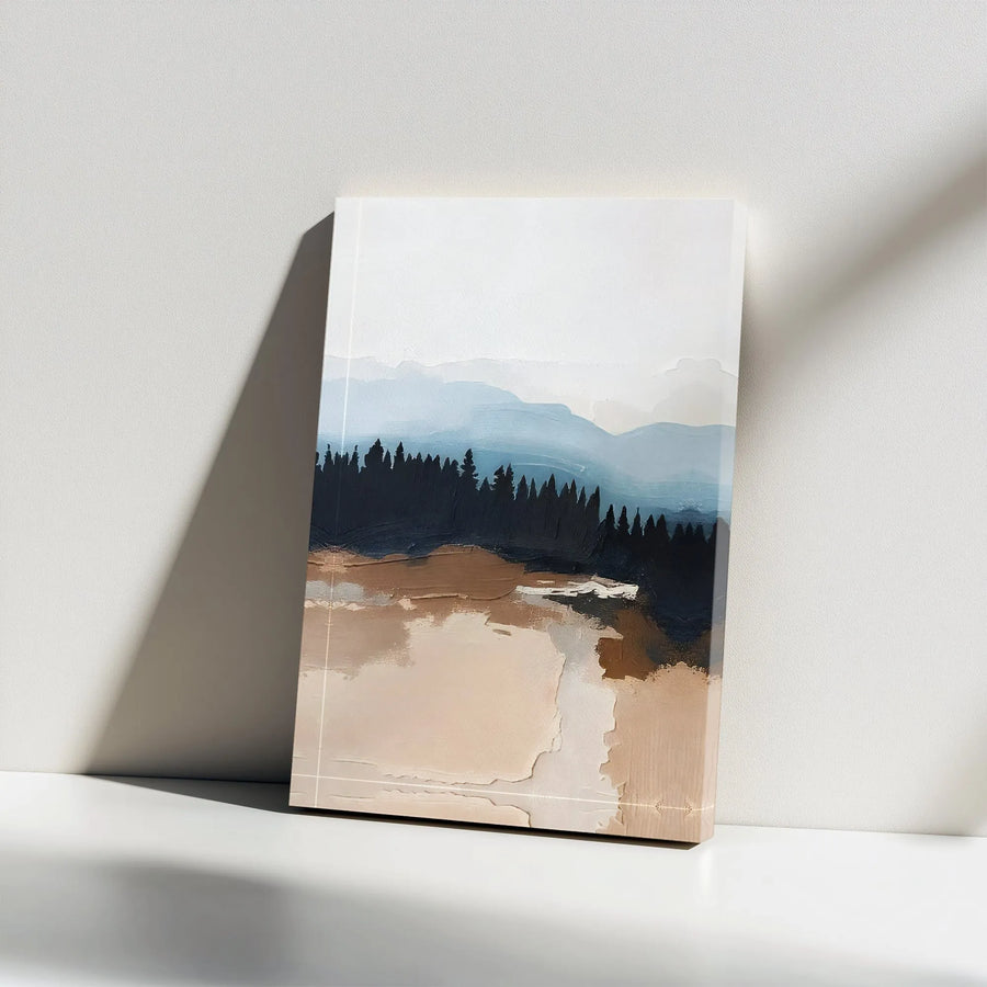 Abstract Mountain Canvas Wall Art | Misty Pine Forest Landscape Print | Premium 1.25 Inch Gallery Wrap | Modern Nature Home Decor Gift