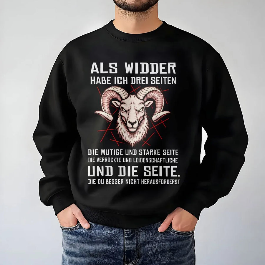 Aries Sweatshirt with German Quote | Widder Sternzeichen Sweatshirt | Premium Cotton-Blend Pullover | Astrology Birthday Gift for Men & Women
