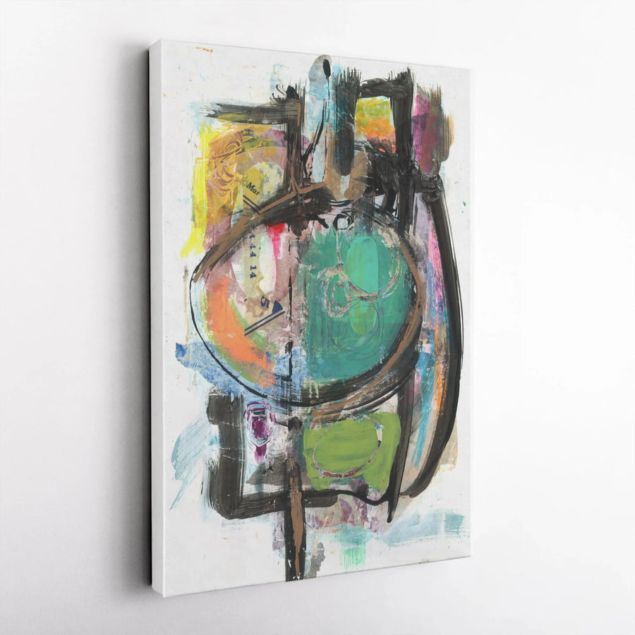 Abstract Expressionist Vertical Canvas | Colorful Mixed Media Wall Art | Premium Gallery Wrapped Print | Modern Home & Office Decor Collector's Gift