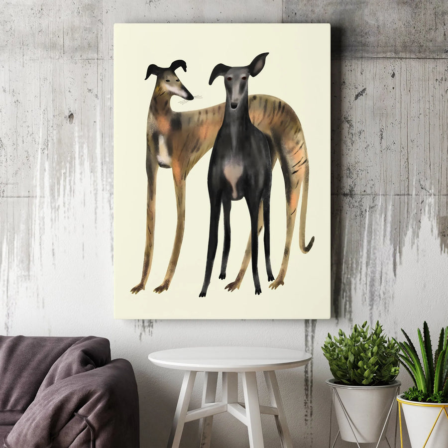 Greyhound Wall Art | Modern Dog Illustration Canvas | Premium Fade-Resistant Print | Gift for Sighthound Lovers & Home Decor