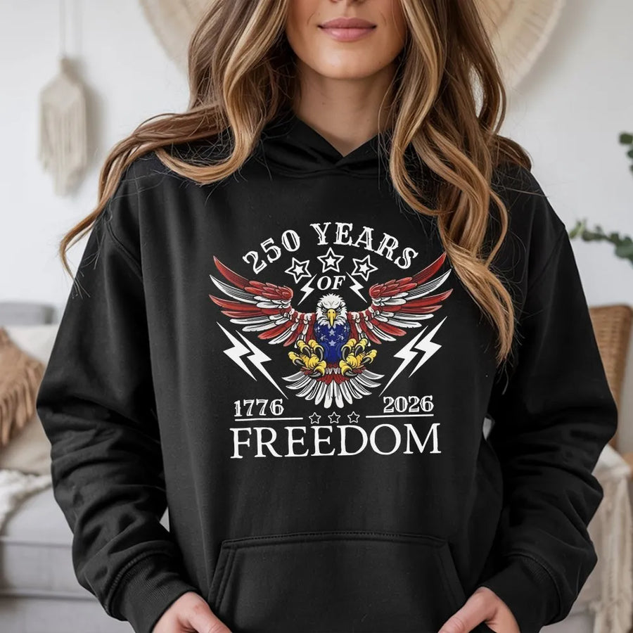 Patriotic 250th Anniversary Hoodie | American Eagle US Flag Design | Soft Cotton | Commemorative 1776-2026 Gift for Patriot