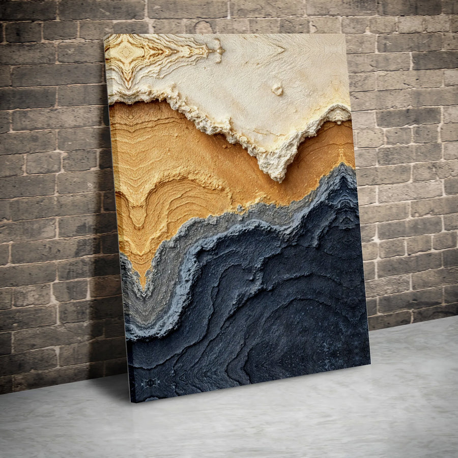 Abstract Earth Tones Canvas Wall Art | Modern Layered Stone Texture Print | Premium Gallery Wrapped Canvas | Modern Office & Living Room Decor Gift