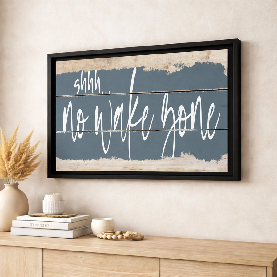 Shhh No Wake Zone Canvas Wall Art | Rustic Coastal Lake House Decor | Premium 1.25 Inch Gallery Wrap | Gift for Boating Enthusiasts