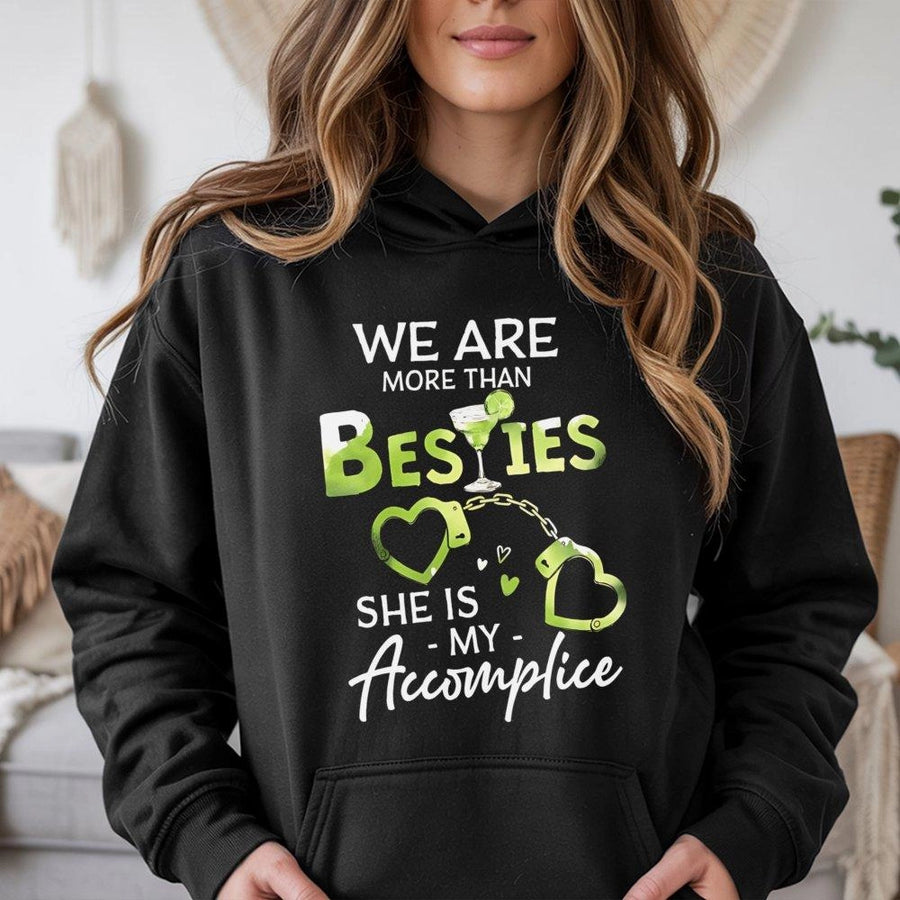Best Friend Hoodie | She Is My Alibi Matching Graphic Design | Premium Cotton Blend | Funny Birthday Gift for Women and Bestie Duo