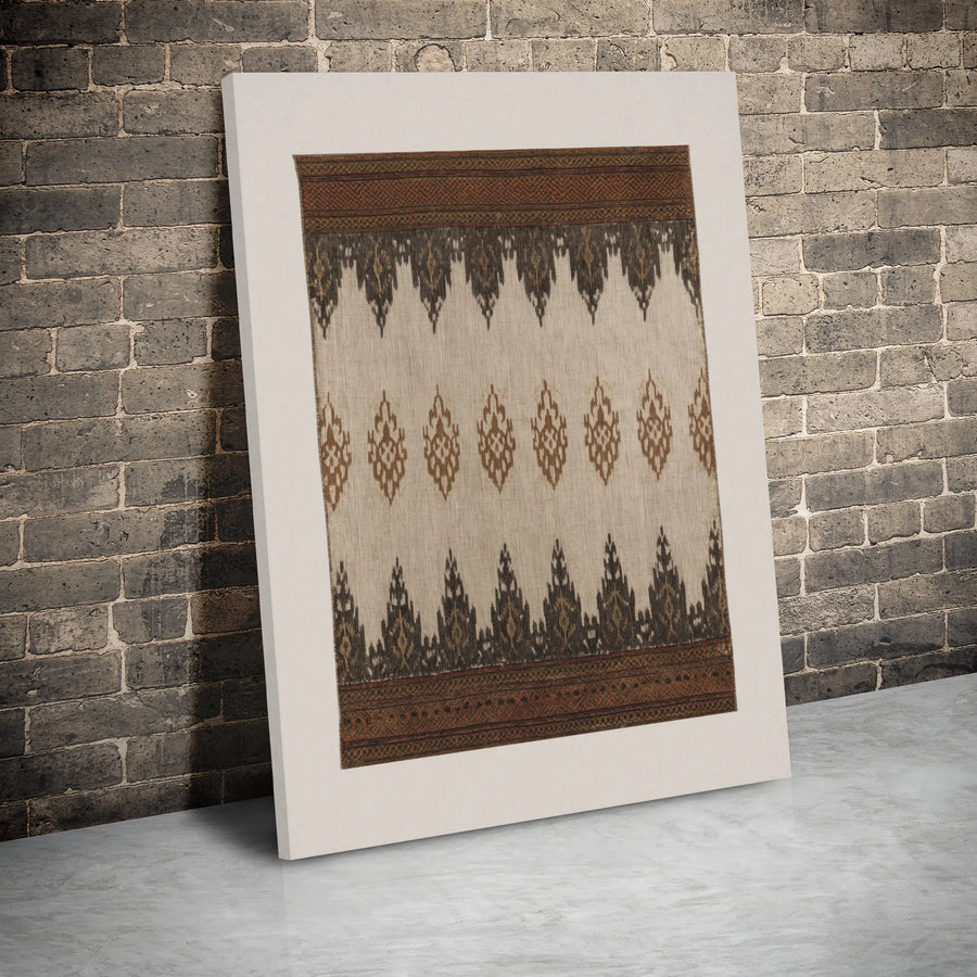 Ikat Wall Art Canvas Print | Traditional Bohemian Textile Pattern | Premium Gallery Wrapped Wood Frame | Ethnic Home Decor Gift