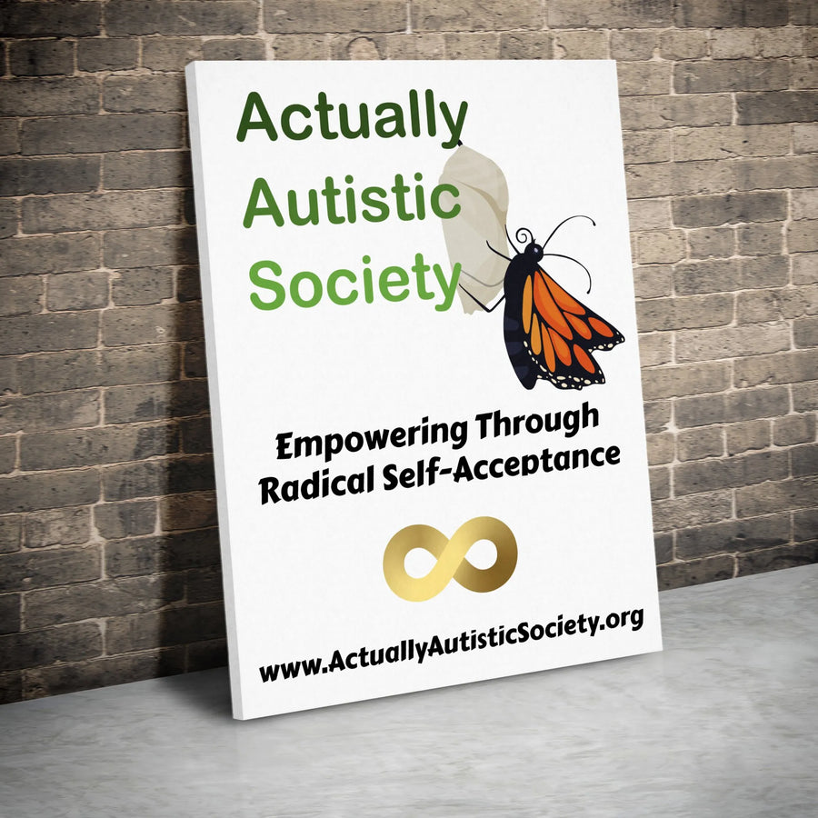 Actually Autistic Pride Wall Art | Butterfly Metamorphosis Infinity Symbol | Premium Gallery Canvas | Neurodivergent Acceptance Gift