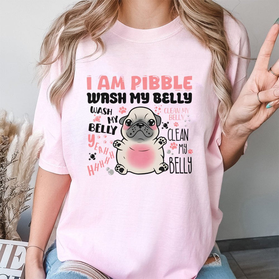 Pug Belly Rub T-Shirt | Funny Dog Lover Graphic Tee | 100% Premium Cotton Shirt | Cute Puppy Gift for Dog Moms & Dads