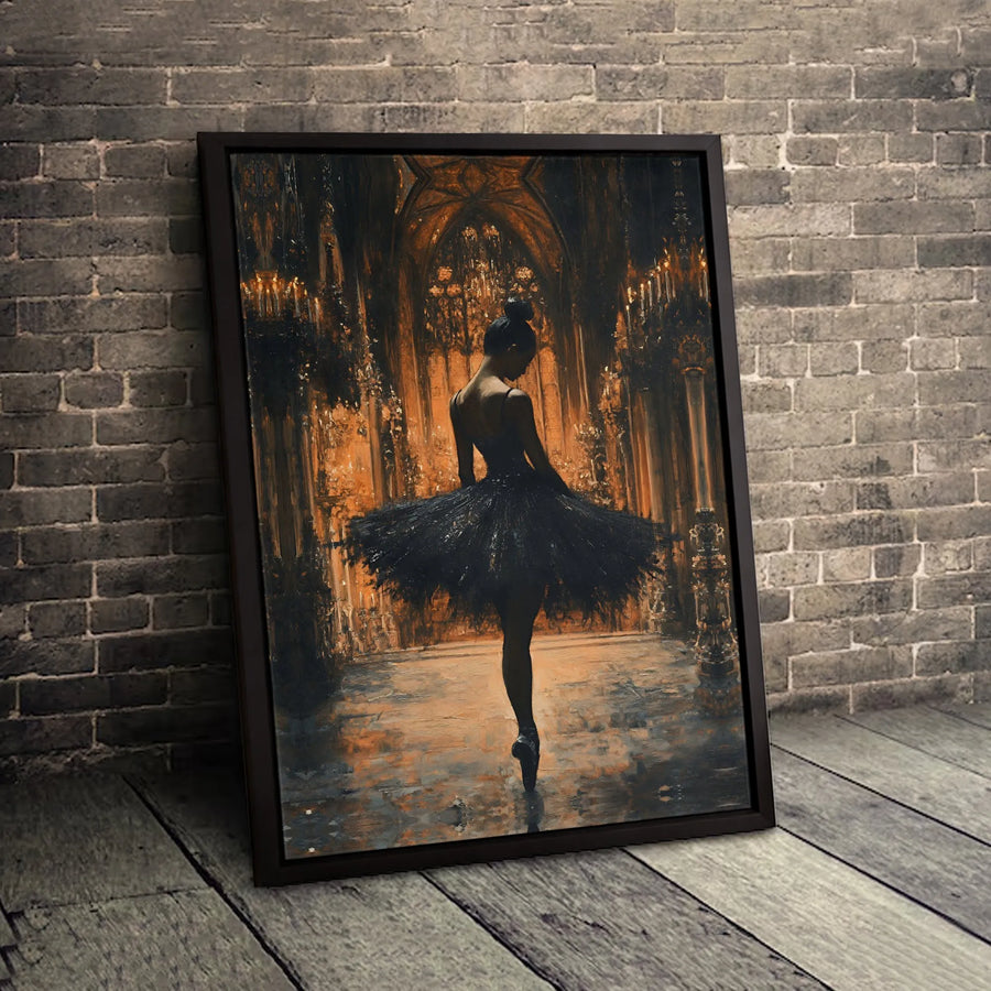 Dark Academia Ballerina Canvas Art | Gothic Cathedral Dancer Print | Premium Gallery Wrapped Wall Decor | Elegant Gift for Dancers and Art Lovers
