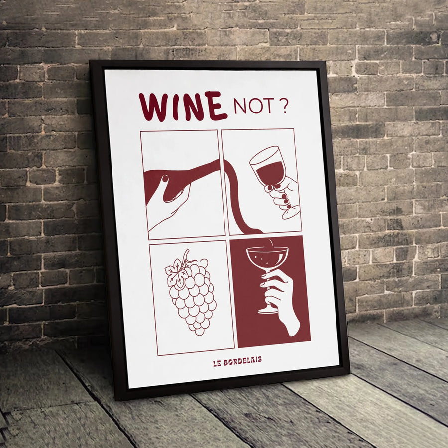 Wine Not? Kitchen Wall Art | Minimalist Wine Panel Print | Gallery-Quality Canvas | Elegant Wine Lover Gift & Home Decor