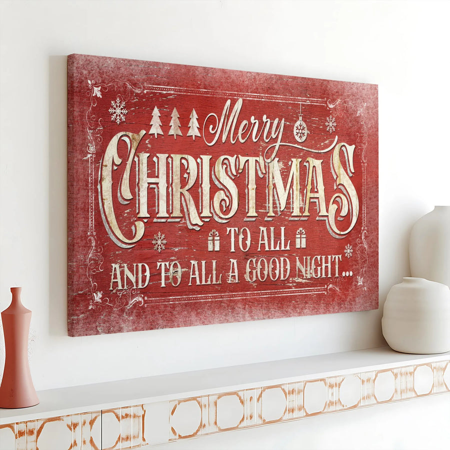 Merry Christmas Wall Art | Rustic Red Holiday Canvas Print | Premium Gallery Wrap Decor | Ready To Hang Xmas Gift For Home