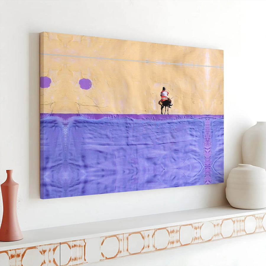 Abstract Rider Canvas Print | Textured Color Block Wall Art | Premium Gallery Wrap Canvas | Modern Living Room Decor Gift