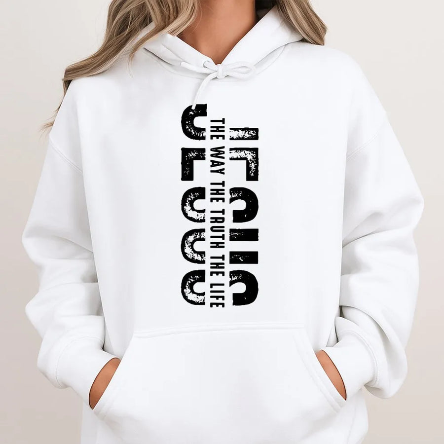 Jesus Hoodie | The Way The Truth The Life Bible Verse | Premium Cotton Blend | Christian Faith Gift for Men and Women
