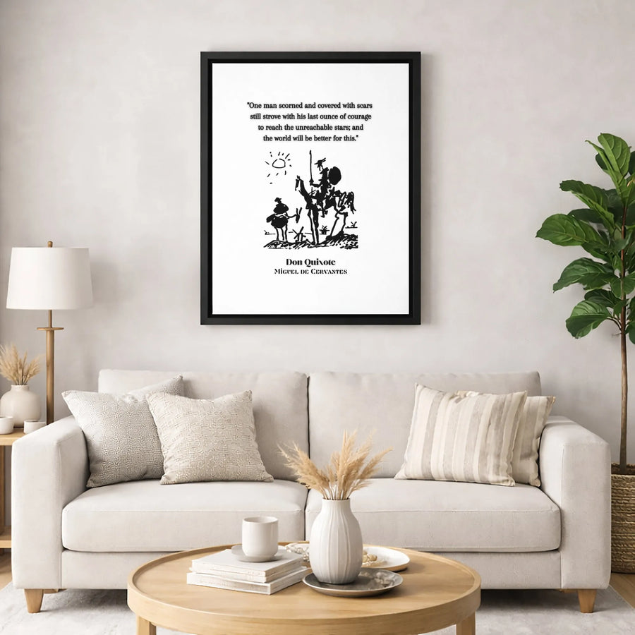 Don Quixote Quote Wall Art | Reach The Unreachable Stars Literary Print | Premium Gallery Wrap Canvas | Inspirational Gift For Literature Lovers
