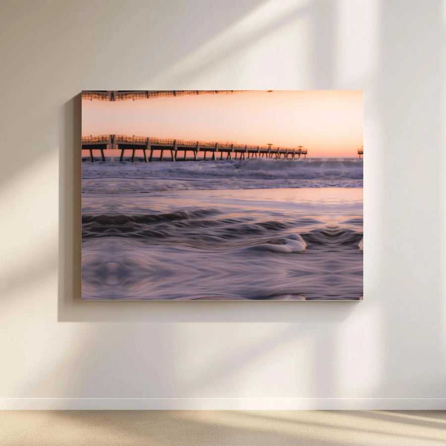 Ocean Pier Canvas Print | Sunset Beach Scenery Wall Art | Gallery Quality 1.25" Profile | Coastal Home Decor Gift