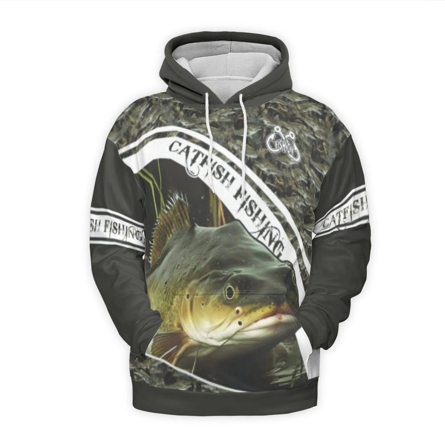 Catfish Fishing Hoodie | Realistic 3D Fish Graphic | Premium Brushed Fleece Pullover | Unique Outdoor Gift for Anglers