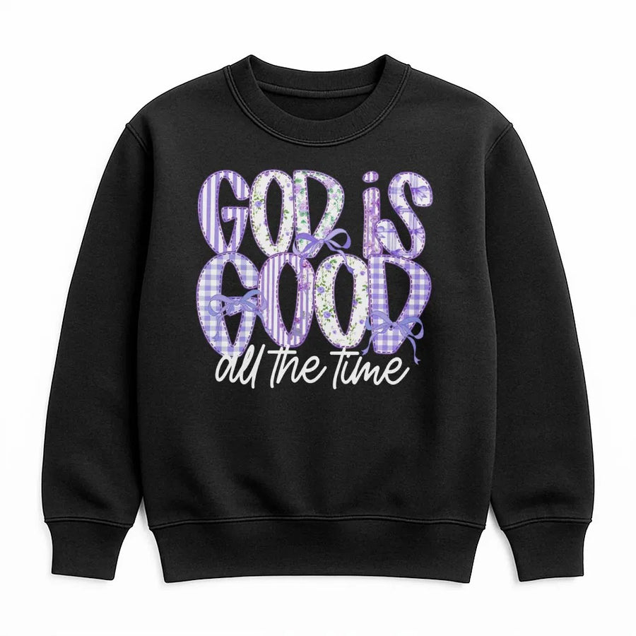 God Is Good All The Time Sweatshirt | Preppy Floral Christian Quote | Premium Cotton Blend | Faith Based Gift For Her