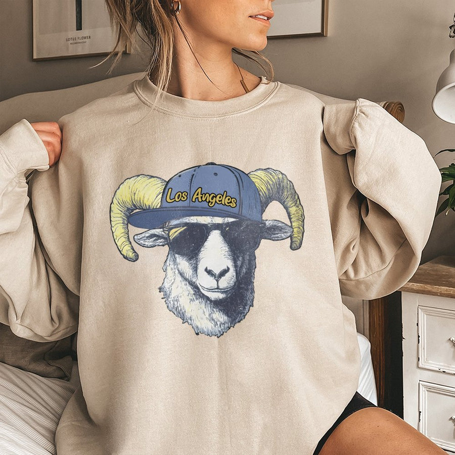 Los Angeles Ram With Sunglasses And Baseball Cap Sweatshirt