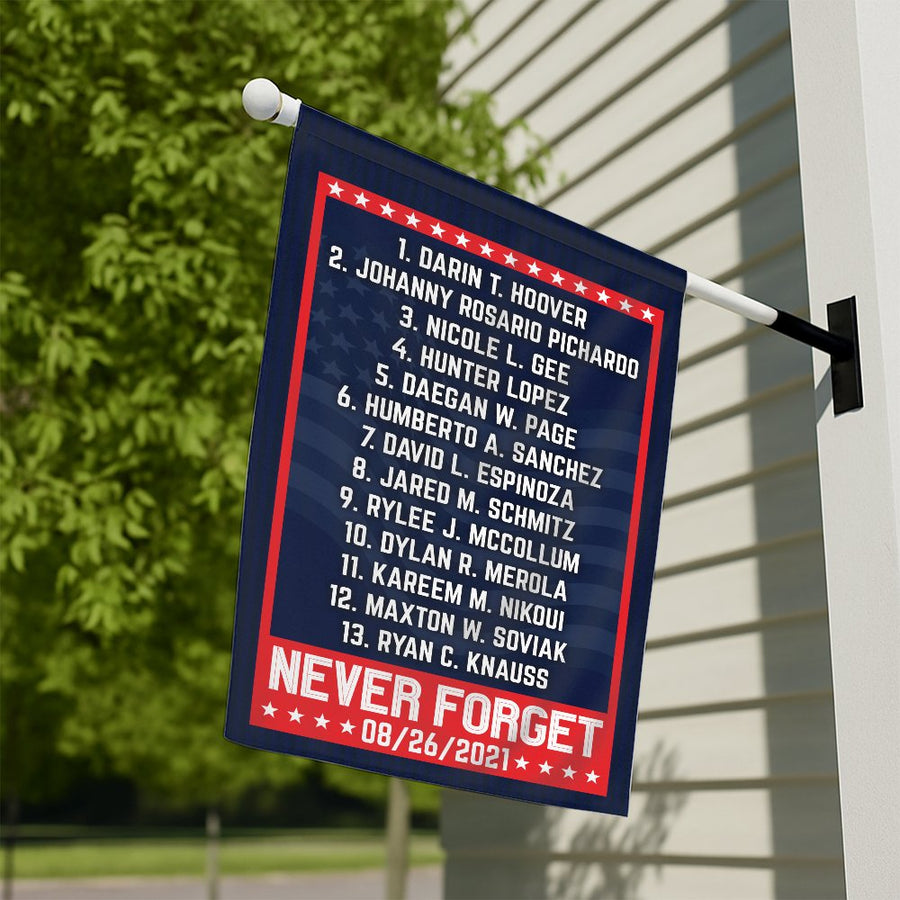 Never Forget 13 Fallen Soldiers Garden Flag | Afghanistan Memorial Garden Decor | Premium Fade-Resistant Polyester | Patriotic Tribute Gift