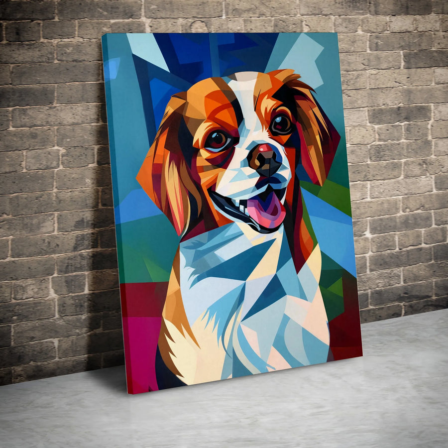 Colorful Geometric Dog Canvas Wall Art | Modern Abstract Pet Portrait | Gallery-Quality Fade-Resistant Print | Unique Gift for Dog Lovers