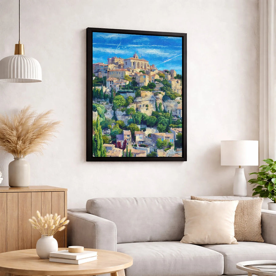 Provence Hilltop Village Canvas Print | Impressionist French Landscape Art | 1.25-Inch Gallery Wrap | Premium Home Decor Gift