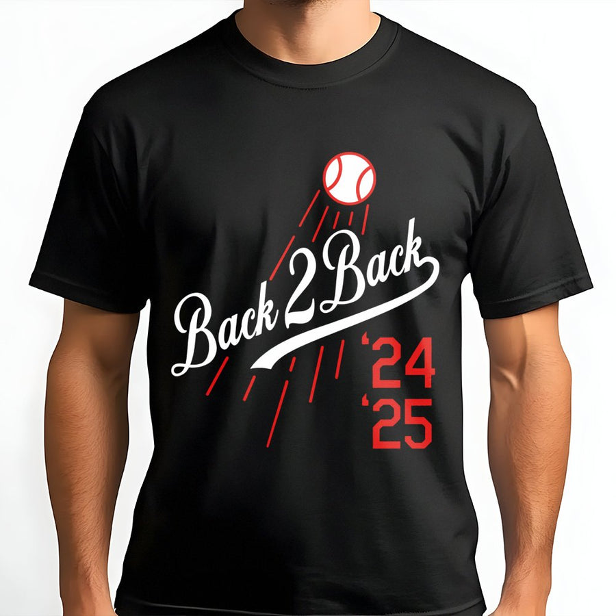 Back 2 Back Baseball T-Shirt | 2024-2025 Championship Graphic | Premium Cotton Unisex Tee | Gift for Baseball Fans & Players