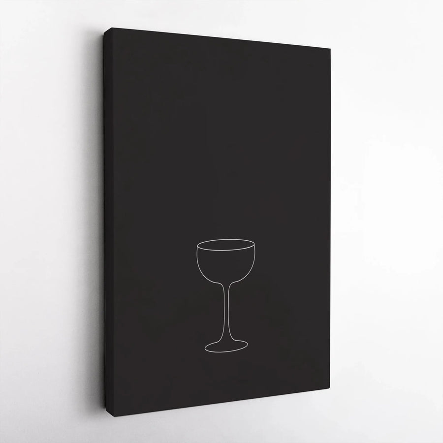 Minimalist Cocktail Glass Canvas | Modern Coupe Line Art Drawing | Premium Gallery Wrapped Canvas | Home Bar Decor Gift