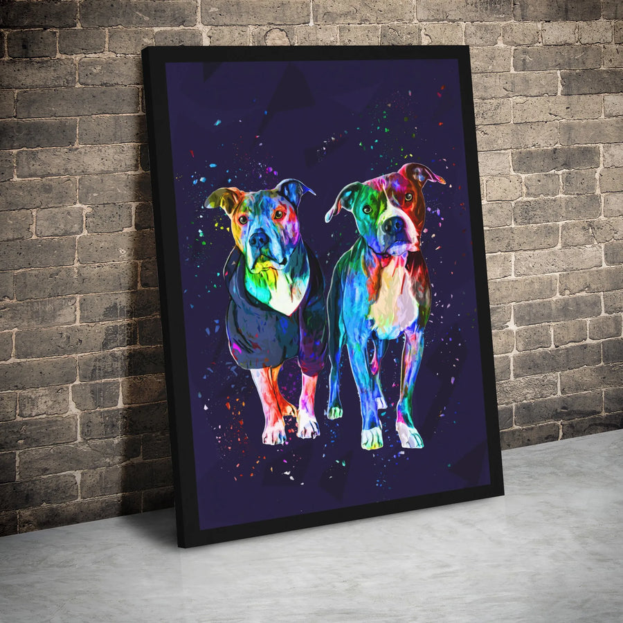 Pit Bull Wall Art Canvas | Colorful Abstract Dog Splash Painting | Premium 1.25-Inch Gallery Wrap Decor | Gift for Pitbull Lovers
