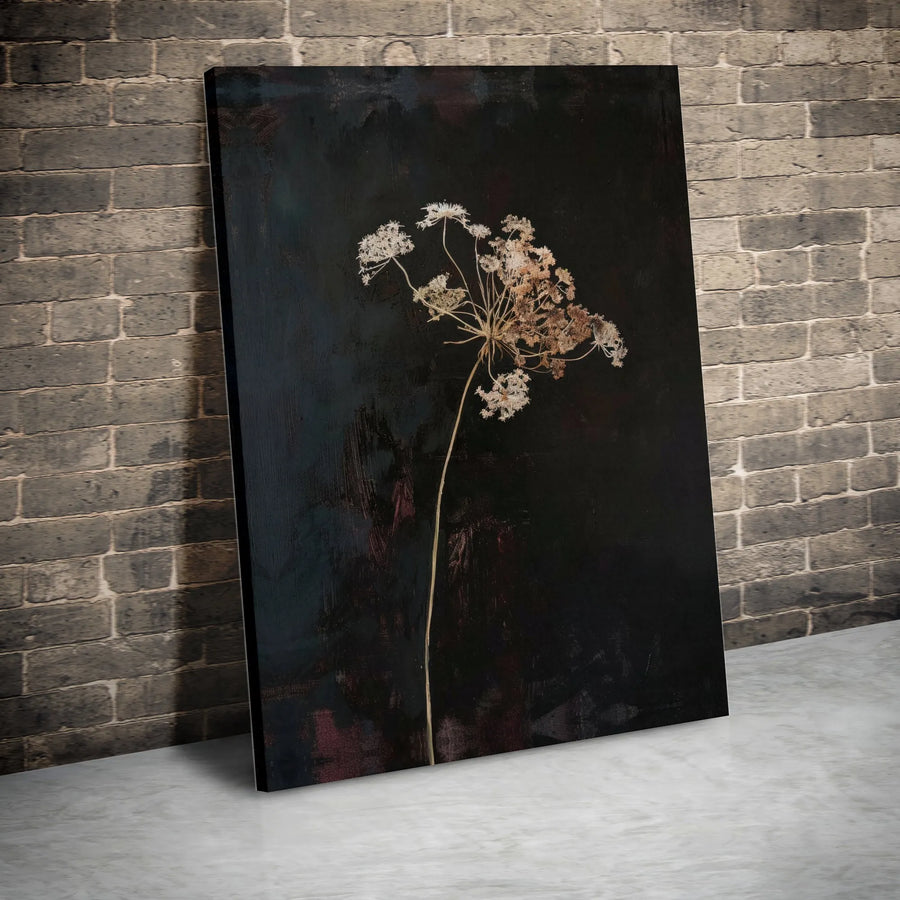 Queen Anne's Lace Wall Art | Moody Botanical Floral Canvas Print | Gallery-Quality 1.25" Profile | Minimalist Modern Home Decor Gift