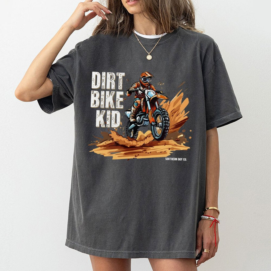Dirt Bike Kid Graphic T-Shirt | Motocross Off-Road Racing Design | Premium 100% Cotton Apparel | Gift for Dirt Biker Kids and Teens