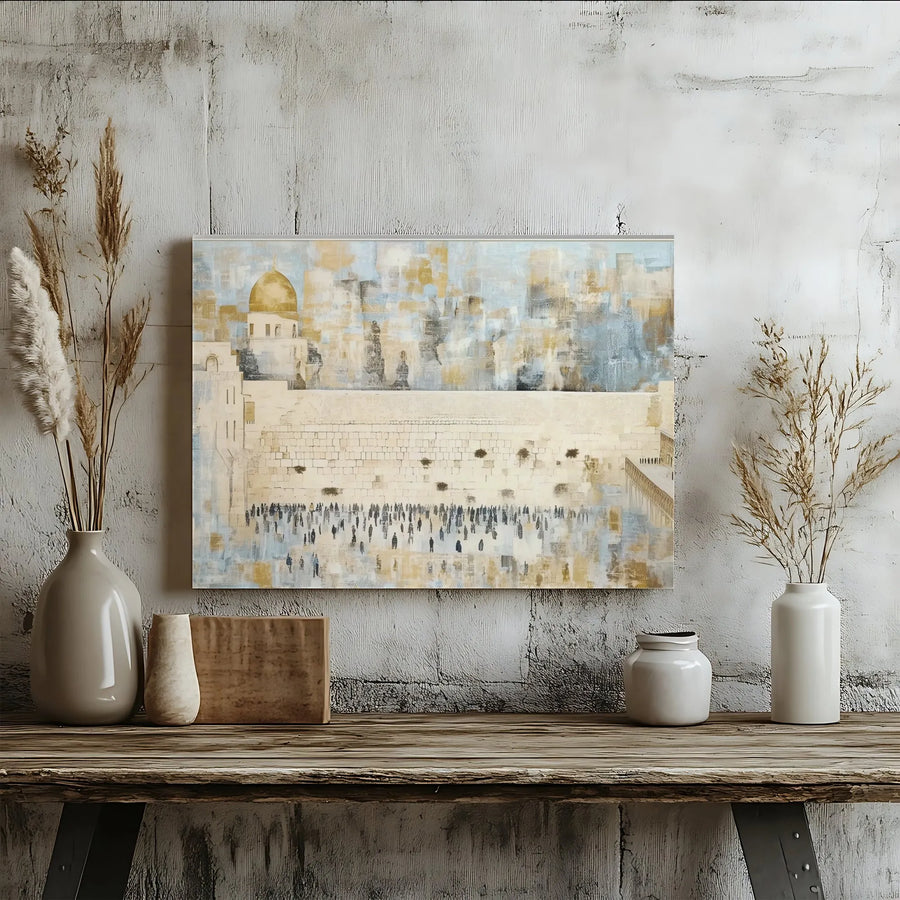 Western Wall Jerusalem Canvas Print | Abstract Dome of the Rock Wall Art | 1.25-Inch Gallery Wrap | Premium Spiritual Decor for Home or Office